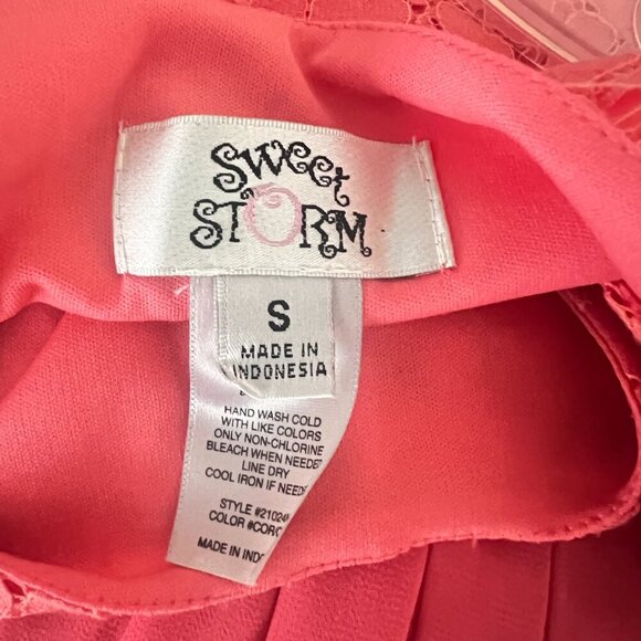 Coral Pleated Sunday Dress sz S - Picture 5 of 5